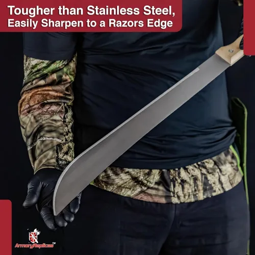 Miniatura 7 de Armory Replicas Cuchillo de machete de espiga completa - Herramienta multiusos para acampar al aire libre
