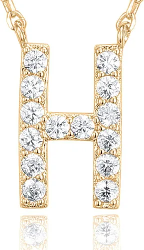 Miniatura 158 de PAVOI 14K White Gold Plated Cubic Zirconia Initial Necklace Letter Dainty Necklaces for Women