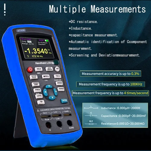 Miniatura 9 de Medidor LCR Precisión 0.2% Puente eléctrico digital de mano con pantalla TFT Probador de capacitancia multímetro multifunción de inductancia