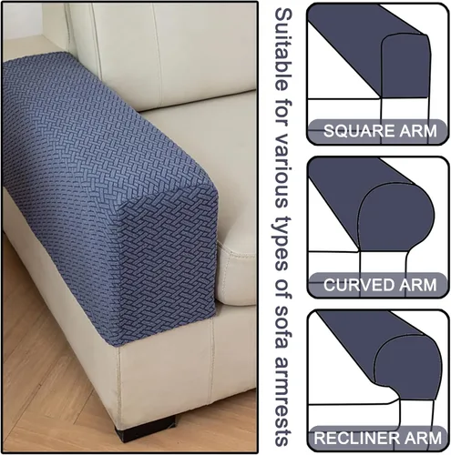 Miniatura 5 de Juego de 2 Fundas para Brazos de Sofá Sillón de Poliéster Elástico Fundas para Reposabrazos de Sofá Sillón Reclinable Fundas Protectoras con Marrón