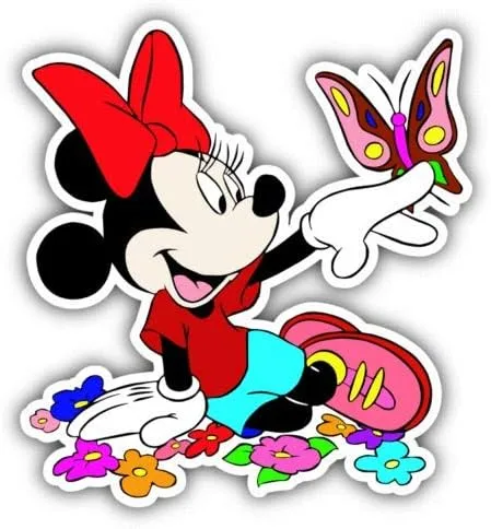 Minnie Mouse Butterfly Cartoon - Adhesivo gráfico – Auto, pared, laptop, celda, camión adhesivo para ventanas, coches, camiones