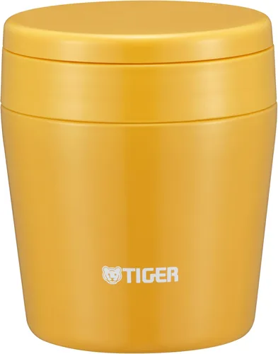 Tiger Thermos - Tarro de sopa aislado al vacío, 8.5 fl oz (8.5 fl oz), térmico, caja Bento, boca ancha, fondo redondo, amarillo azafrán MCL-B025-YS