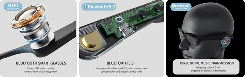 Miniatura 10 de Lentes de sol Bluetooth para hombres y mujeres, lentes inteligentes con llamadas manos libres/música, diseño ligero (1.41 onzas), Bluetooth 5.3, 8