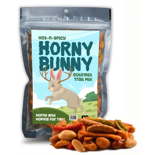 Horny Bunny - Mezcla de aperitivos picantes, mezcla gourmet de frutos secos con varios aperitivos crujientes, divertido relleno de cesta de Pascua