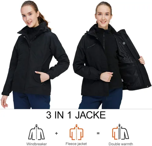 Miniatura 2 de CAMELSPORTS Chaquetas de esquí impermeables para mujer, abrigo de nieve 3 en 1, chaquetas de snowboard cálidas de invierno, Nieve