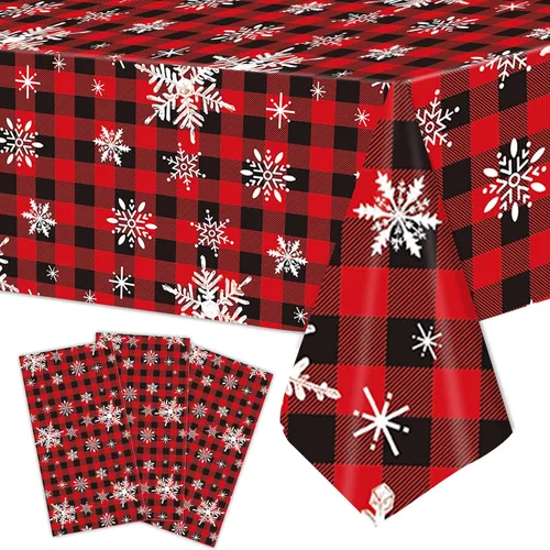 Miniatura 8 de 3 Manteles de Año Nuevo Chino - 54x108 Pulgadas Cubierta de Mesa de Plástico Desechable Roja y Dorada con Linternas, Estampado de Petardos