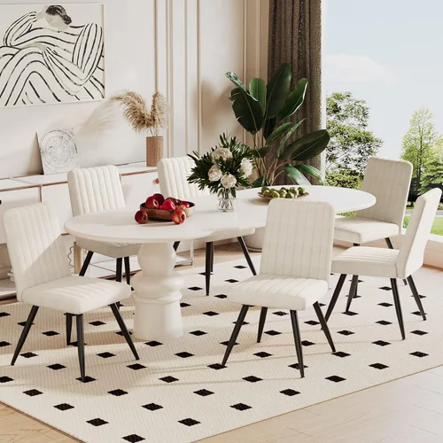 Miniatura 6 de Aklaus Juego de 2 sillas de comedor de terciopelo, sillas tapizadas para cocina, comedor, sillas laterales modernas sin brazos con asiento suave