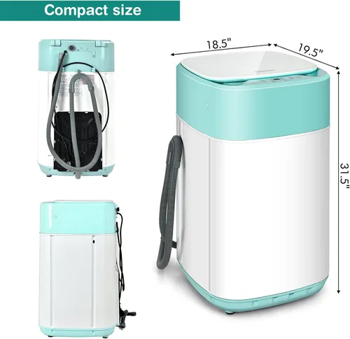 Miniatura 5 de COSTWAY - Lavadora portátil, capacidad de 8 libras, bomba de drenaje integrada, lavadora compacta con 6 programas, 6 niveles de agua, traba