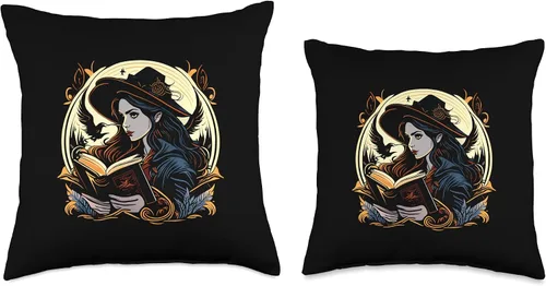 Miniatura 3 de halloween decoration - Mad Witch - I love reading books Throw Pillow