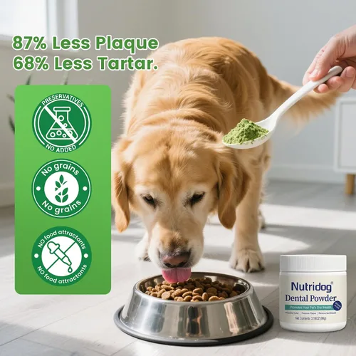 Miniatura 7 de Polvo dental para perros, polvo de limpieza de dientes de perro para eliminar la placa dental, placa y polvo de mal aliento con probióticos y algas