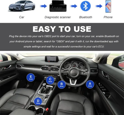 Miniatura 6 de KVAEY OBDII - Escáner de diagnóstico automático para automóvil, herramienta de escaneo Bluetooth automotriz ELM327 y lector de código, lector