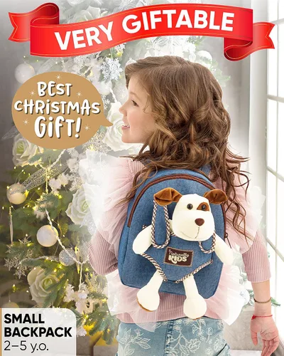 Miniatura 2 de Naturally KIDS Mochila pequeña con juguete de peluche de perro de peluche Mochila para niños pequeños para niños Juguetes para niños de 3 años