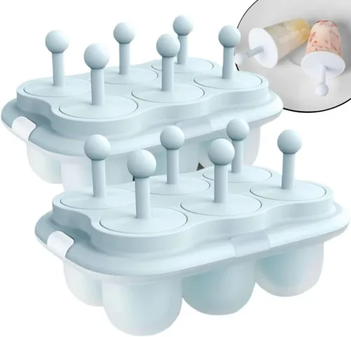 Juego de 2 moldes para paletas de helado para niños, moldes de silicona para hacer helados, moldes de helado congelados, accesorios de cocina, fácil