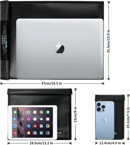 Miniatura 3 de Paquete de 4 bolsas Faraday de grado militar, bolsa Faraday para computadoras portátiles, tabletas y teléfonos, bolsas Faraday a prueba de emp