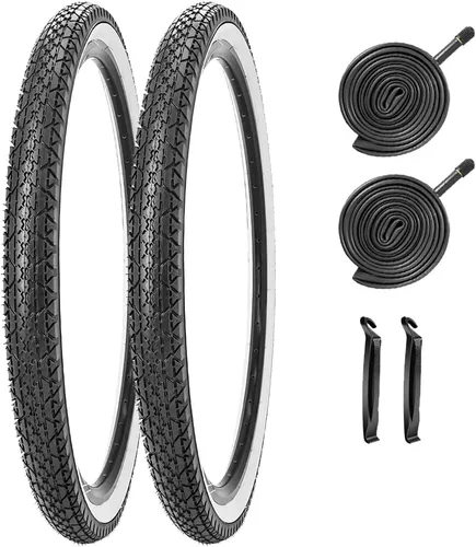 Miniatura 9 de 26 Inch Bike Tires 26 X 2.125(57-559) Replacement Tires or Schrader Valve Inner Tubes AV 32mm for Beach Cruiser Bike Par negro con palanca