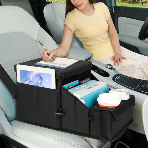 Miniatura 3 de Organizador de automóvil para niños, organizador de asiento trasero para niños y organizador de asiento de pasajero para adultos, enfriador y Negro
