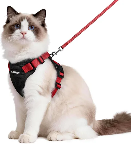 Miniatura 47 de rabbitgoo Juego de arnés y correa para gatos, arnés a prueba de escapes para paseos seguros al aire libre, chaleco suave transpirable ajustable