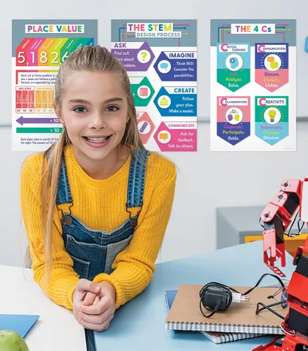 Miniatura 6 de Carson Dellosa 12 pósteres educativos, mapas de 11 x 17 pulgadas, suma, valor posicional, resta, división, gráficos de multiplicación y arte