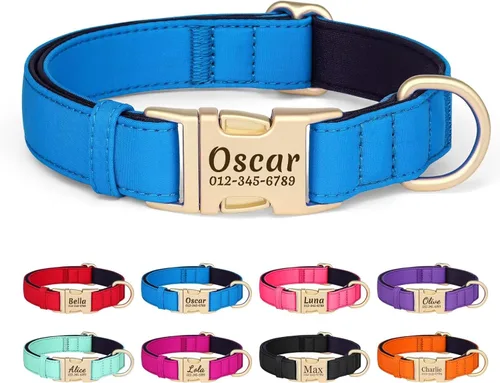 Miniatura 14 de Collar para perro personalizado PET ARTIST, collar para perro rojo personalizado con etiqueta de identificación grabada silenciosa, nylon ligero