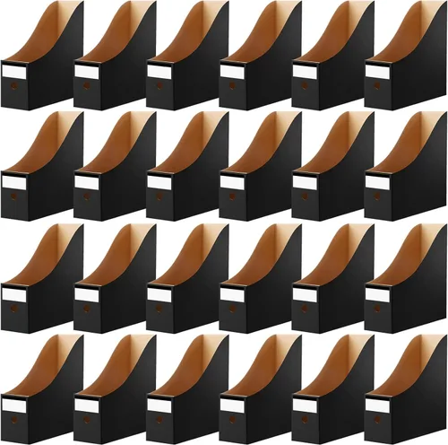 Thenshop Organizador de 24 piezas de cartón para archivos, revistas, caja organizadora de archivos de escritorio, carpeta de almacenamiento de Negro
