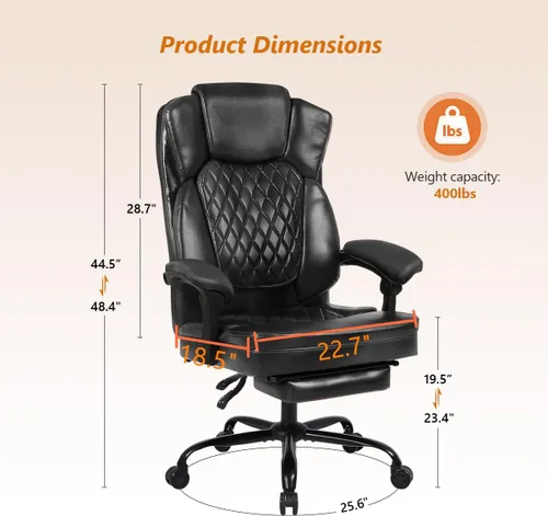 Miniatura 2 de Silla de oficina con respaldo alto, silla de escritorio ejecutiva con reposapiés, soporte lumbar ergomómico, sillas de juegos para computadora