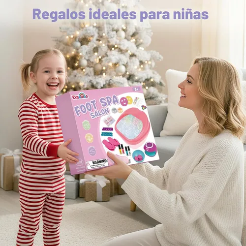Miniatura 7 de Dreamon Juego de 25 piezas de spa de pies y uñas para niños, kit de día de spa para niños con bañera de masaje de luz arcoíris de tamaño medio