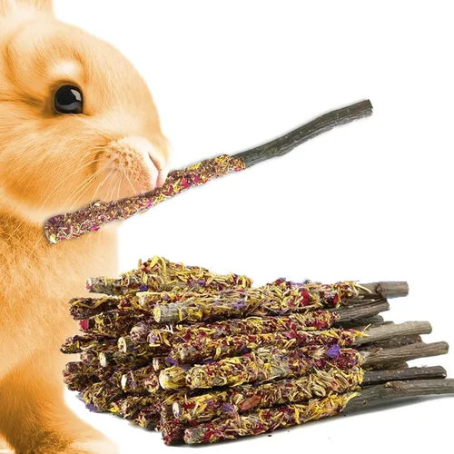 SunGrow Palitos de manzana, golosinas masticables de madera para conejos, chinchillas, conejos, hámster, ardilla, conejillos de indias, animales