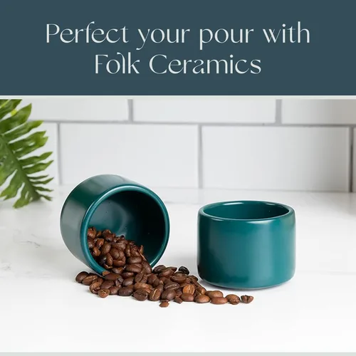 Miniatura 8 de Folk Ceramics Leonard - Tazas de café expreso de cerámica, modernas y apilables para expreso, paredes gruesas, sin mango, duraderas, aptas