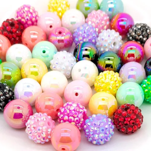 Miniatura 2 de Cuentas de diamantes de imitación de colores redondas espaciadoras para joyería, pulsera, collar, bolígrafo, bolsa, cadena, suministros de 0.630 in