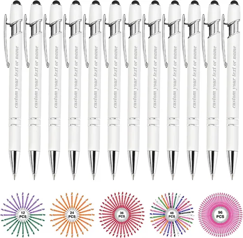 Miniatura 30 de Bolígrafos personalizados con nombre a granel, juego de bolígrafos personalizados, lápiz capacitivo grabado, logotipo, texto, regalo para negocios