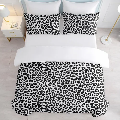 Miniatura 3 de Juego de funda de edredón con estampado de leopardo, tamaño King, suave, de lujo, suave, con guepardo, para niñas, estilo moderno, bohemio