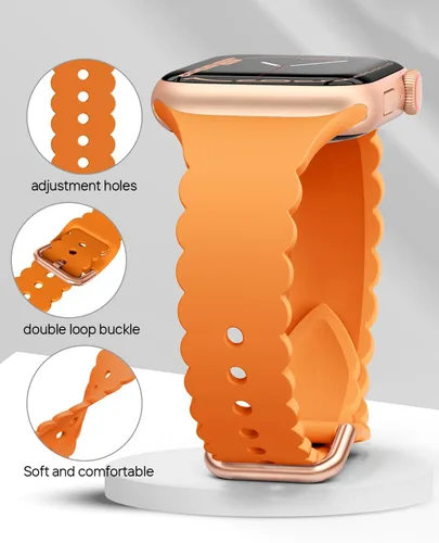 Miniatura 6 de Sunnywoo - Correa deportiva de encaje de silicona compatible con Apple Watch de 38, 40, 41, 42, 44, 45, 46 y 49 mm, correa de muñeca suave