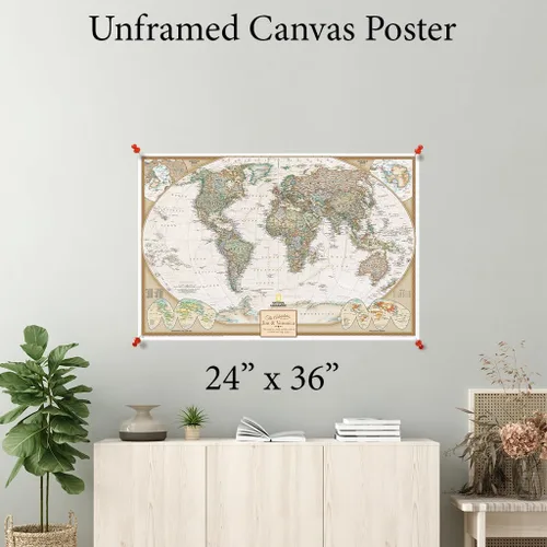 Miniatura 6 de Póster ejecutivo de lienzo con alfileres - National Geographic detallado estilo antiguo mapa de viaje - Grande 24 x 36 pulgadas