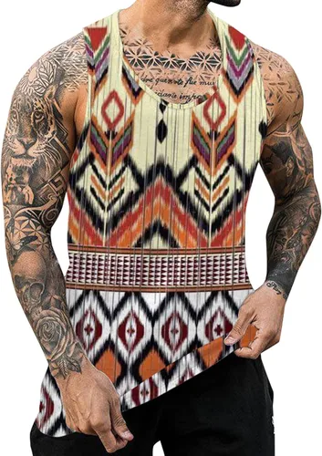 EELHOE Workout Tank Tops For Men Fashionable Slim-Fit Lightweight Lifestyle Graphic Sleeveless Shirt Trendy Beach Vest