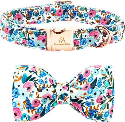 Miniatura 32 de Lionheart glory Collar de lazo para perro para el día de San Valentín, collar de perro para perros grandes, collares de perro con corazones con A