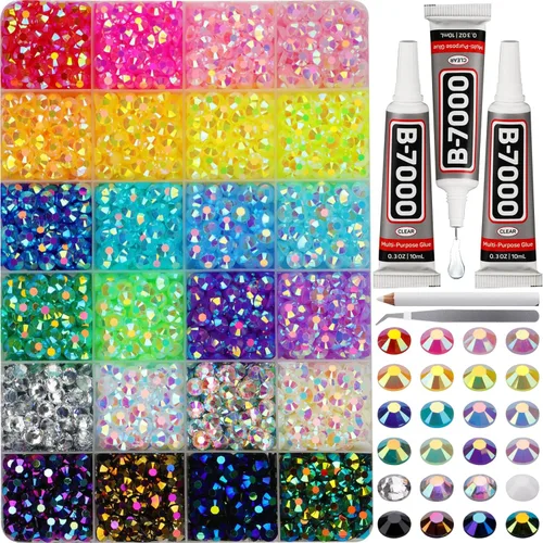 Miniatura 11 de 31000 piezas de diamantes de imitación para hacer brillar, kit de 3 mm de diamantes de imitación con parte trasera plana para manualidades, ropa