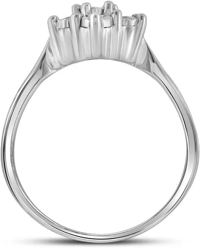 Miniatura 3 de Sonia Jewels Anillo de compromiso de plata de ley 925 con diamantes redondos forma de ajuste central de flores con puntas (110 cttw.)