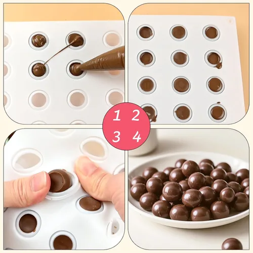 Miniatura 3 de Moldes de chocolate pequeños, moldes de silicona de 35 cavidades para dulces, molde de chocolate para decoración de pasteles, bandeja de cubitos