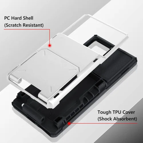 Miniatura 2 de Funda tipo cartera para Samsung Galaxy S22 Ultra con 4 ranuras para tarjetas de crédito a prueba de golpes, funda híbrida de protección reforzada