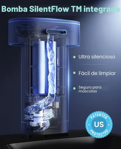 Miniatura 8 de oneisall Fuente de agua inalámbrica para gatos: fuentes de agua inalámbricas para mascotas de 74 oz/2.2 L, bomba SilentFlow™ integrada ultra