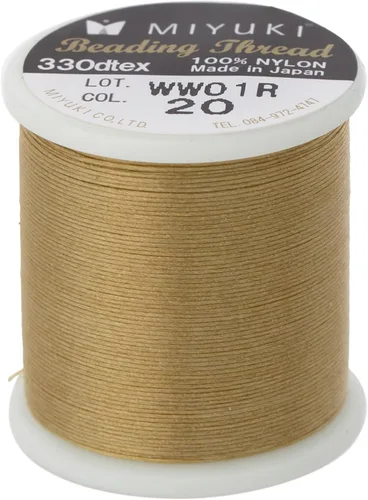Miniatura 10 de Hilo para abalorios Miyuki – Hilo de nylon previamente encerado para proyectos de enhebrado, carrete de 50 m/55 yardas, color marrón, diámetro