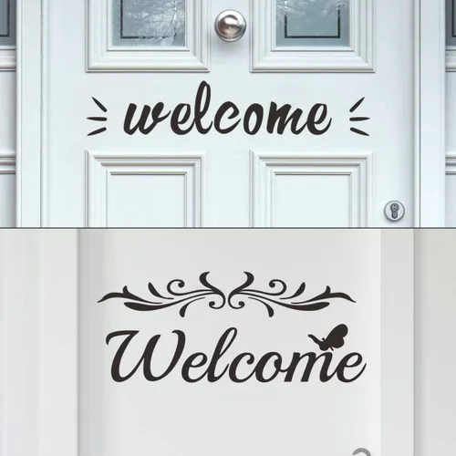 Miniatura 2 de 2 hojas de calcomanías de bienvenida – Calcomanías de vinilo para puerta delantera, cartas de bienvenida, entrada, oficina, dormitorio y puertas