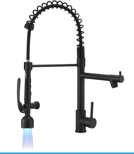 Miniatura 27 de Fapully - Grifo de cocina negro, grifo de fregadero de cocina comercial extraíble con rociador Negro mate