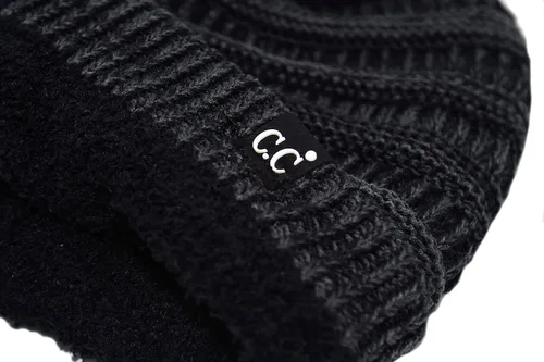 Miniatura 26 de C.C Winter Oversized Beanie Hat with Fuzzy Lining – Thick Knit Thermal Beanie for Cold Weather, Soft Warm Fleece Lined Cap