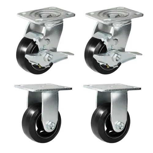 Miniatura 37 de Ruedas industriales de 5 x 2 pulgadas, rueda de goma en hierro fundido, juego de 4 ruedas resistentes con capacidad de hasta 1800 libras
