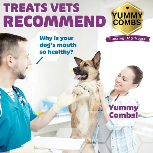 Miniatura 7 de Yummy Combs Golosinas dentales para perros, aprobadas por veterinarios VOHC, deliciosa proteína de pollo, elimina el sarro con forma de peine