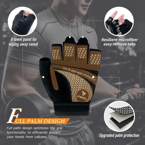 Miniatura 2 de ATERCEL Guantes de levantamiento de pesas, protección completa de la palma de la mano, guantes de entrenamiento para gimnasio, ciclismo, ejercicio
