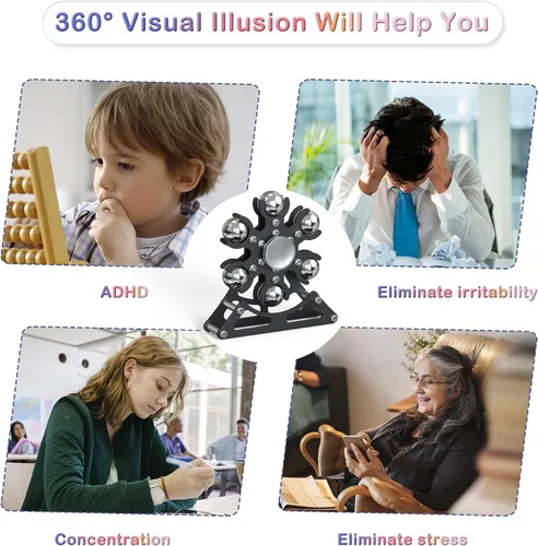 Miniatura 5 de Juguetes de escritorio Fidget-Toys para carrusel-Spinner: Spinner cinético de metal 4 minutos, gadgets geniales para niños, adolescentes, adultos