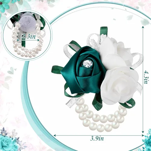 Miniatura 2 de Zeyune 18 ramilletes de muñeca para baile de graduación, boda, ramillete de rosa artificial, flor de mano para madre de novia y novio, novia, dama
