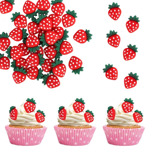 Miniatura 20 de 1 pieza de decoración para pastel de tercer cumpleaños con temática de fresa, flor brillante con temática de frutas dulces, decoración de pastel